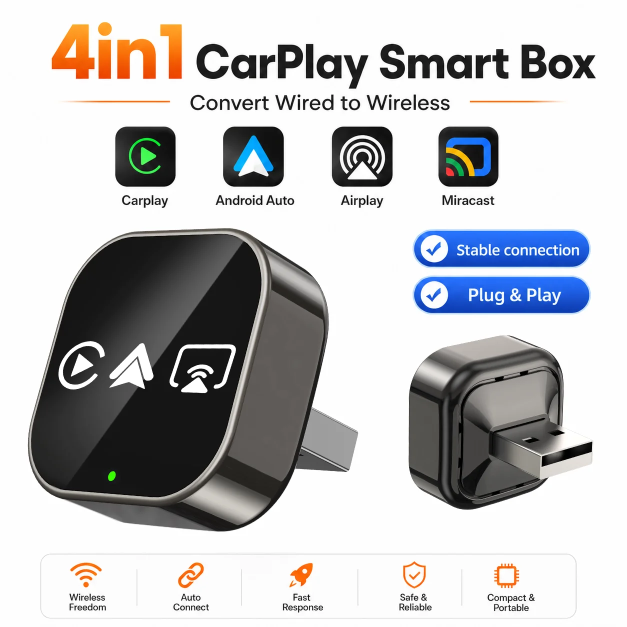 Smart Home Project - Boîte intelligente CarRocket sans fil CarPlay,
