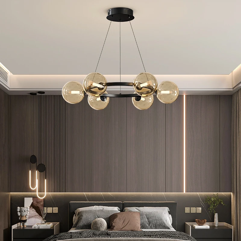 Voice Control Light Bulb - Lustre à bulles en verre fumé