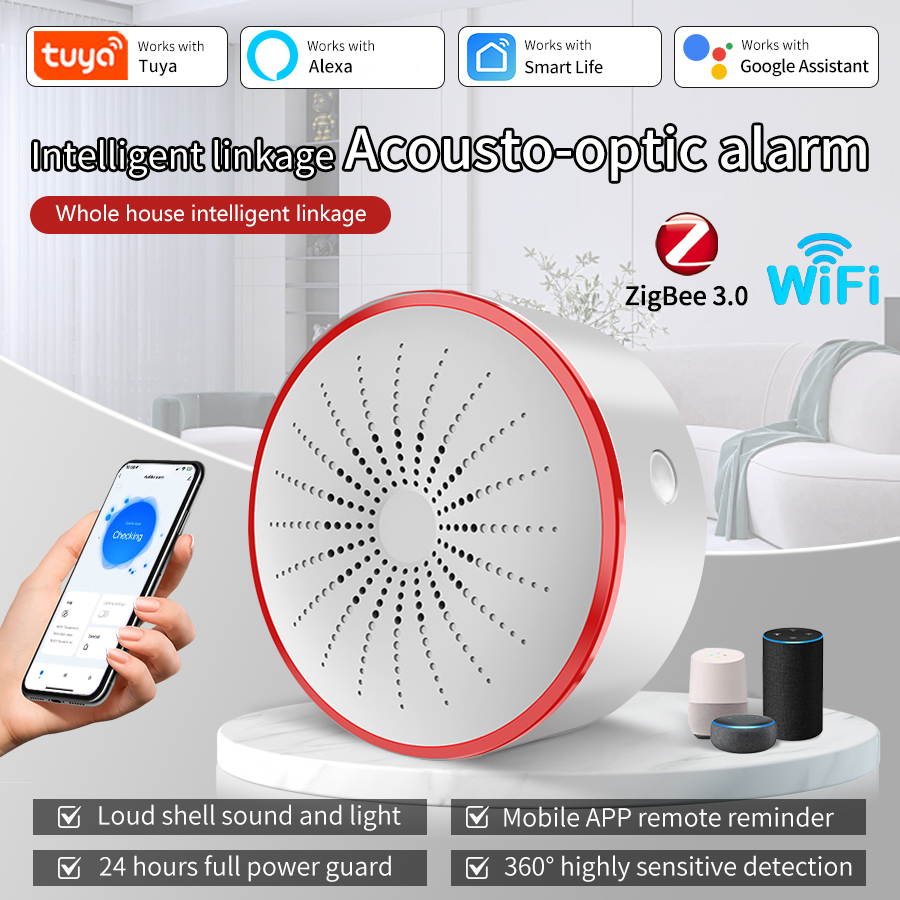 Smart Home Blog - Sirène d'alarme intelligente Tuya WiFi ZigBee,