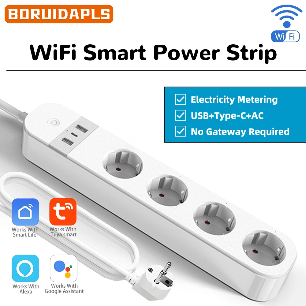 Smart Home Energy Monitor - BORUIDAPLS Multiprise intelligente Wi-Fi avec prise
